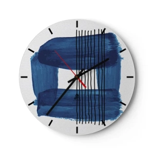 Reloj de pared - Reloj de vidrio - Composición azul y negra - 40x40 cm