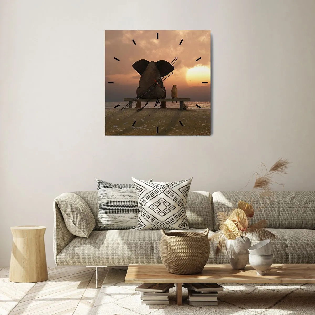 Reloj de pared - Reloj de vidrio - Es bueno estar en silencio juntos - 40x40 cm