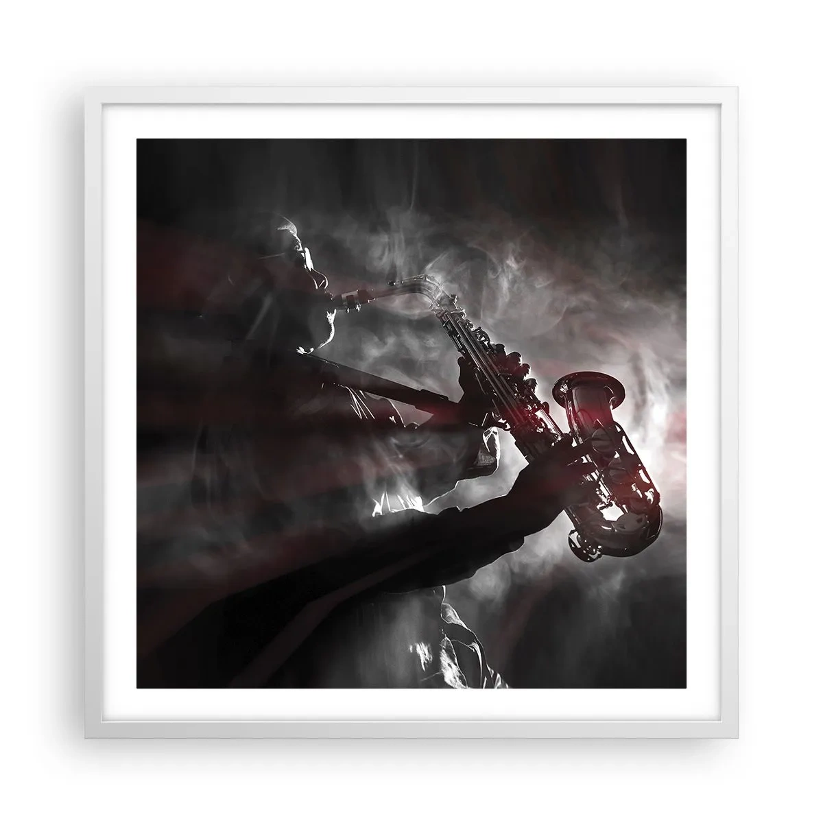 Póster en marco blanco - En el vapor del jazz - 60x60 cm