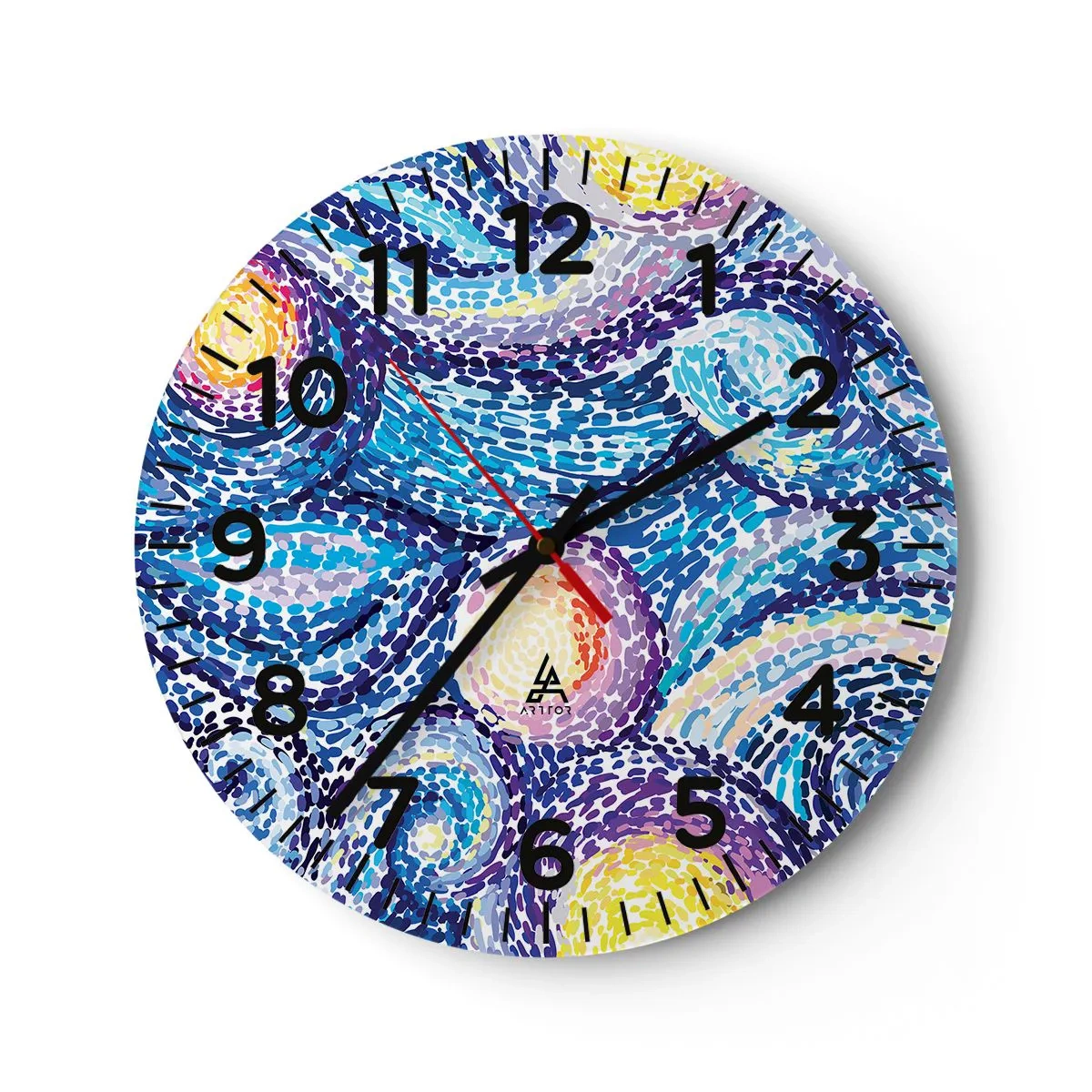 Reloj de pared - Reloj de vidrio - De un cuadro de Van Gogh - 30x30 cm