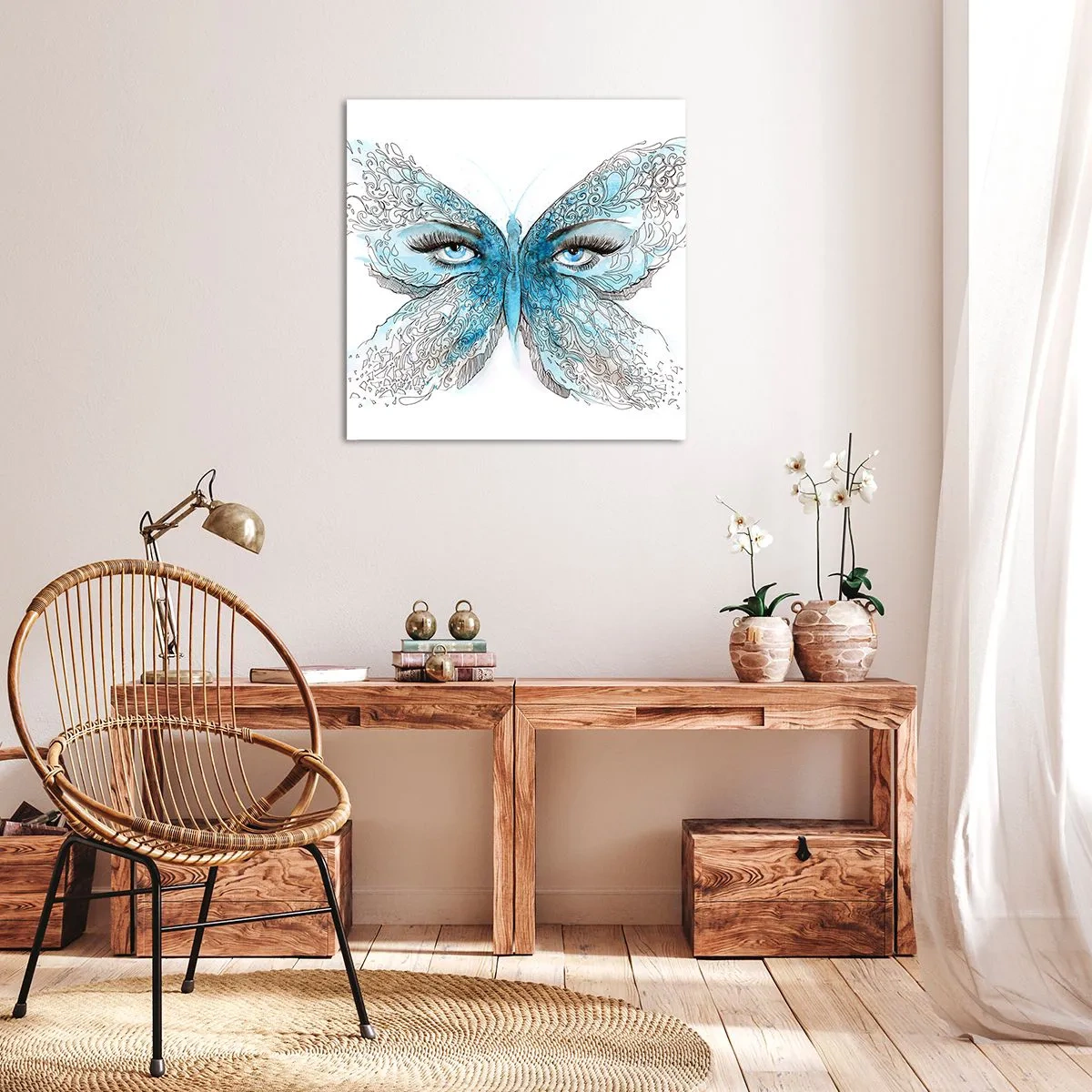 Cuadro sobre lienzo - Impresión de Imagen - Mirada de mariposa - 60x60 cm