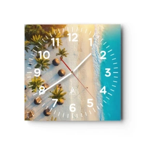 Reloj de pared - Reloj de vidrio - Bienvenidos al paraíso - 40x40 cm