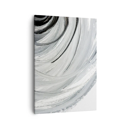 Cuadro sobre lienzo - Impresión de Imagen - Un remolino monocromático en tonos de gris y negro. - 50x70cm - Composición orbital - Decoración de pared moderna para salón y dormitorio ARTTOR