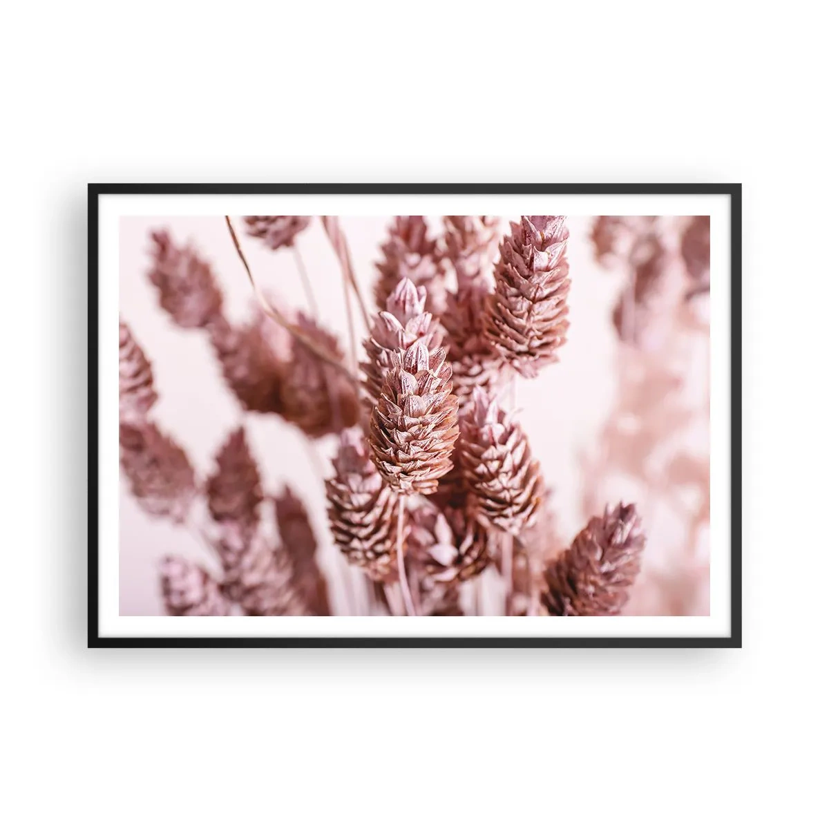 Póster en marco negro - Un primer plano de las delicadas espigas rosadas de las hierbas ornamentales. - 100x70cm - Aparentemente discreto - Decoración de pared moderna para salón y dormitorio ARTTOR
