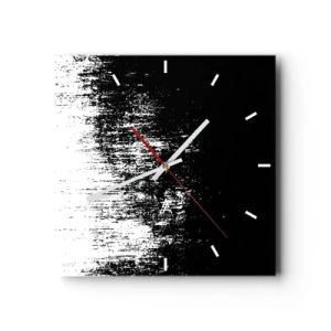 Reloj de pared - Reloj de vidrio - Abstracción minimalista en blanco y negro - 30x30cm - Y el ganador es... - Decoración de pared moderna para salón y dormitorio ARTTOR