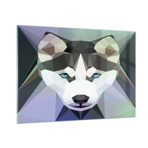Cuadro sobre vidrio - Impresiones sobre Vidrio - Geometría del lobo en un estilo moderno - 100x70cm - El recuerdo de las nieves del norte - Decoración de pared moderna para salón y dormitorio ARTTOR