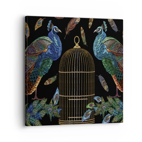 Cuadro sobre lienzo - Impresión de Imagen - Con plumajes reales - 30x30 cm