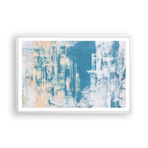 Póster en marco blanco - A través de un carámbano - 91x61 cm