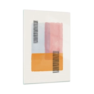 Cuadro sobre vidrio - Impresiones sobre Vidrio - Rectángulos abstractos con líneas en estilo minimalista. - 50x70cm - La rectitud - Decoración de pared moderna para salón y dormitorio ARTTOR