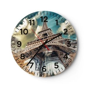 Reloj de pared - Reloj de vidrio - Y en París, en otoño... - 30x30 cm