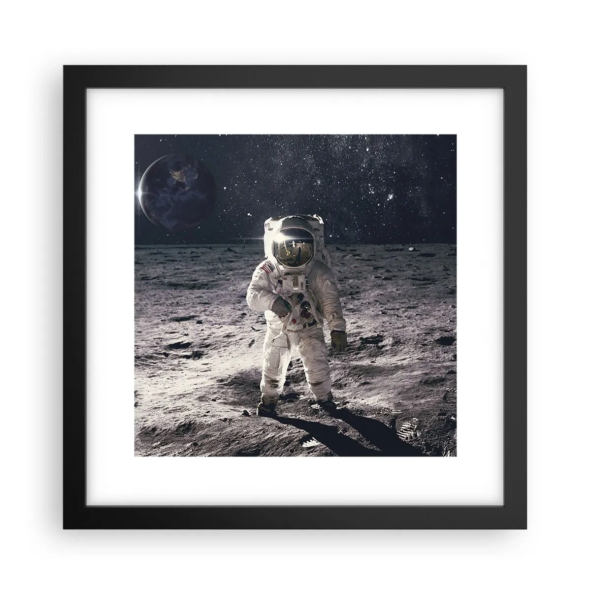 Póster en marco negro - Saludos desde la Luna - 30x30 cm