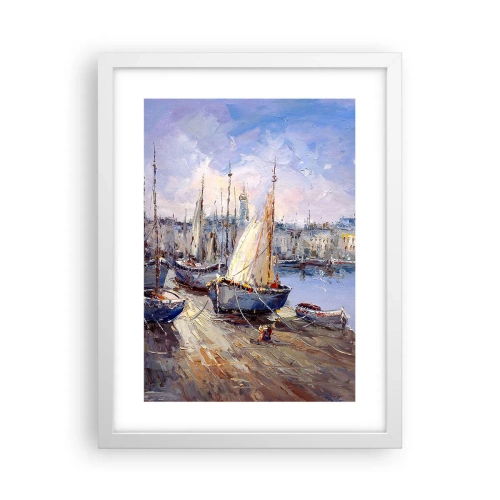 Póster en marco blanco - Ciudad junto a la bahía - 30x40 cm