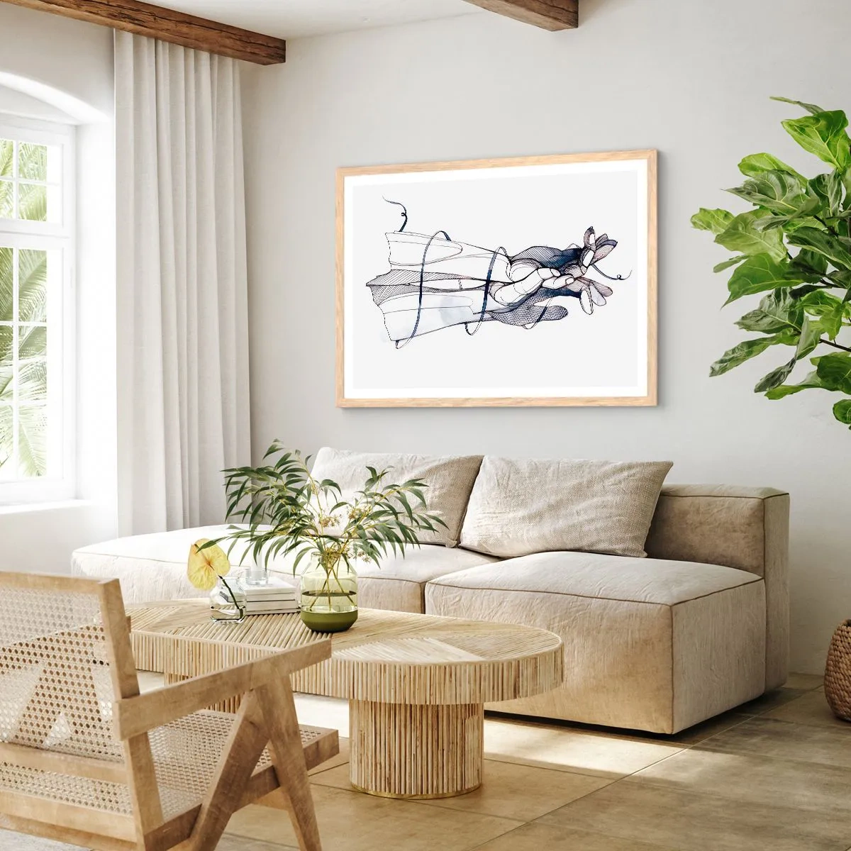 Póster en marco roble claro - Un estudio sobre el contacto - 70x50 cm
