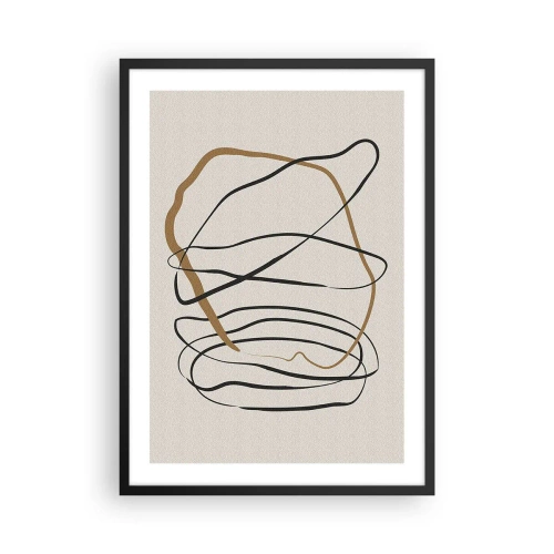 Póster en marco negro - Abstracción minimalista con líneas dinámicas. - 50x70cm - Composición: danza lineal - Decoración de pared moderna para salón y dormitorio ARTTOR