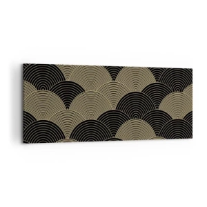 Cuadro sobre lienzo - Impresión de Imagen - Patrón Art Déco con semicírculos y líneas doradas. - 120x50cm - Multiplicación de la unidad - Decoración de pared moderna para salón y dormitorio ARTTOR