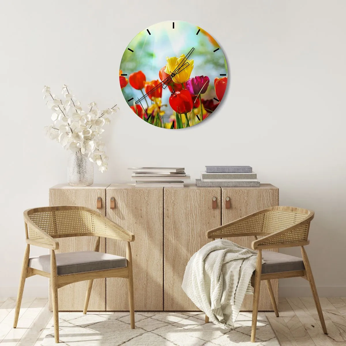 Reloj de pared - Reloj de vidrio - Todos los tonos del sol - 40x40 cm