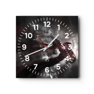 Reloj de pared - Reloj de vidrio - En el vapor del jazz - 30x30 cm