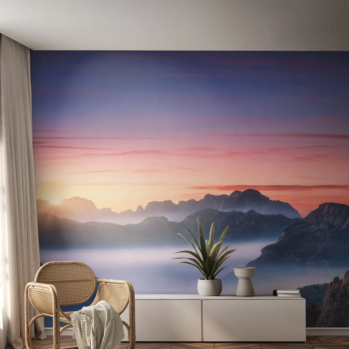 Fotomural Premium Sand - Sobre los valles - Paisaje, Montañas, Naturaleza - 100x70 cm