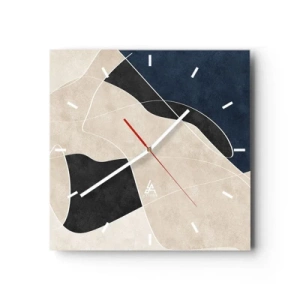 Reloj de pared - Reloj de vidrio - Composición abstracta - contraste de colores - 40x40 cm