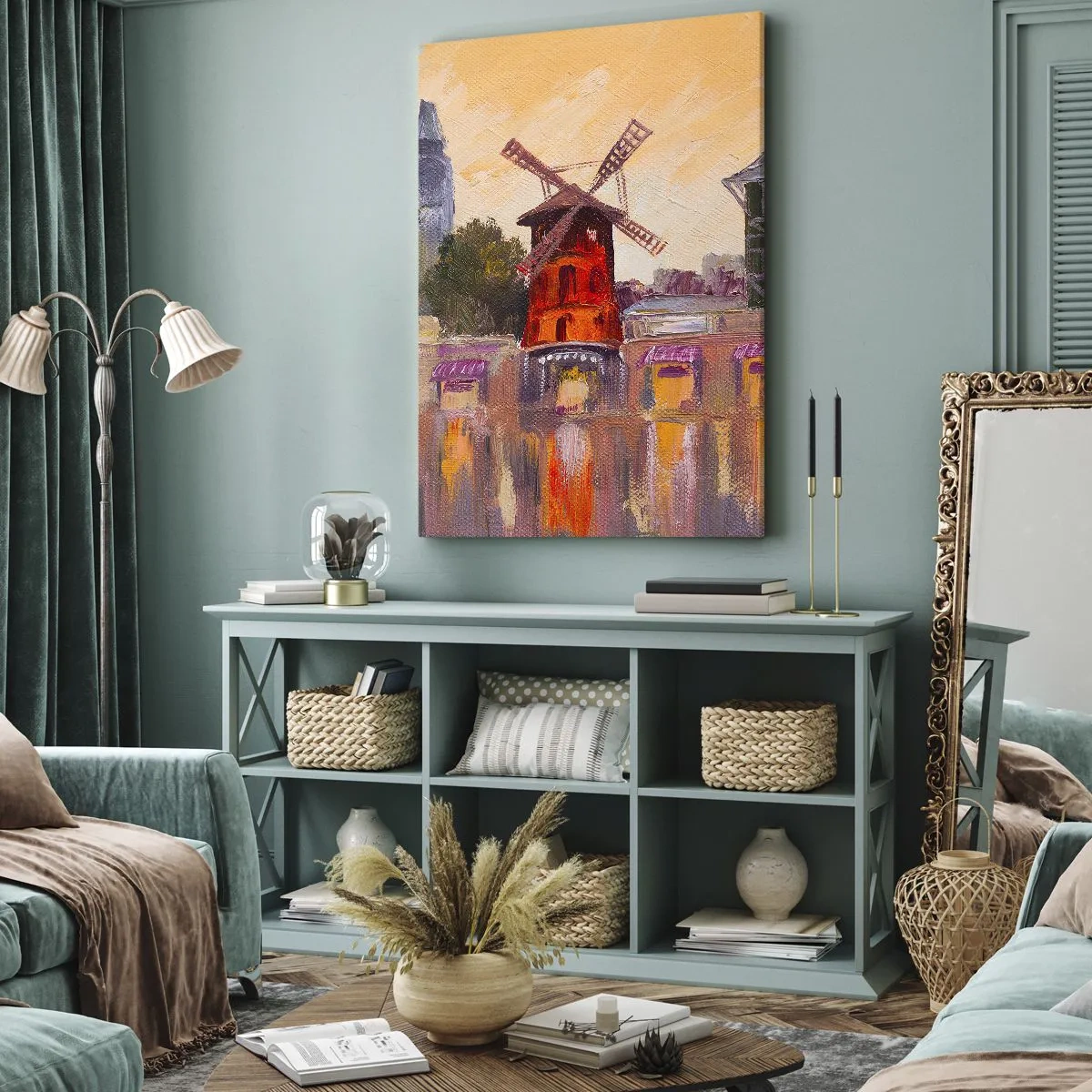 Cuadro sobre lienzo - Impresión de Imagen - Iconos parisinos - Moulin Rouge - 45x80 cm