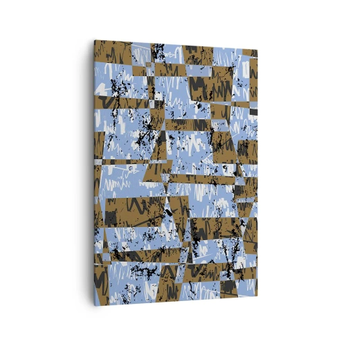 Cuadro sobre lienzo - Impresión de Imagen - Una composición abstracta de rectángulos en tonos marrones y azules. - 70x100cm - Un recorte del desierto - Decoración de pared moderna para salón y dormitorio ARTTOR