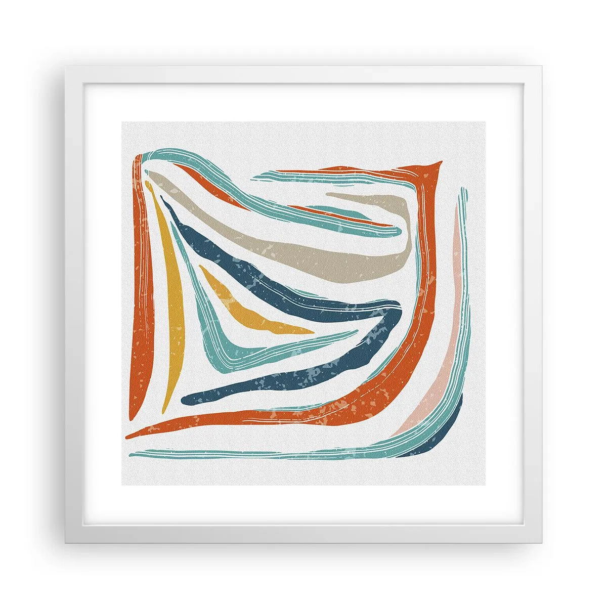 Póster en marco blanco - Abstracción sonriente y amistosa - 40x40 cm