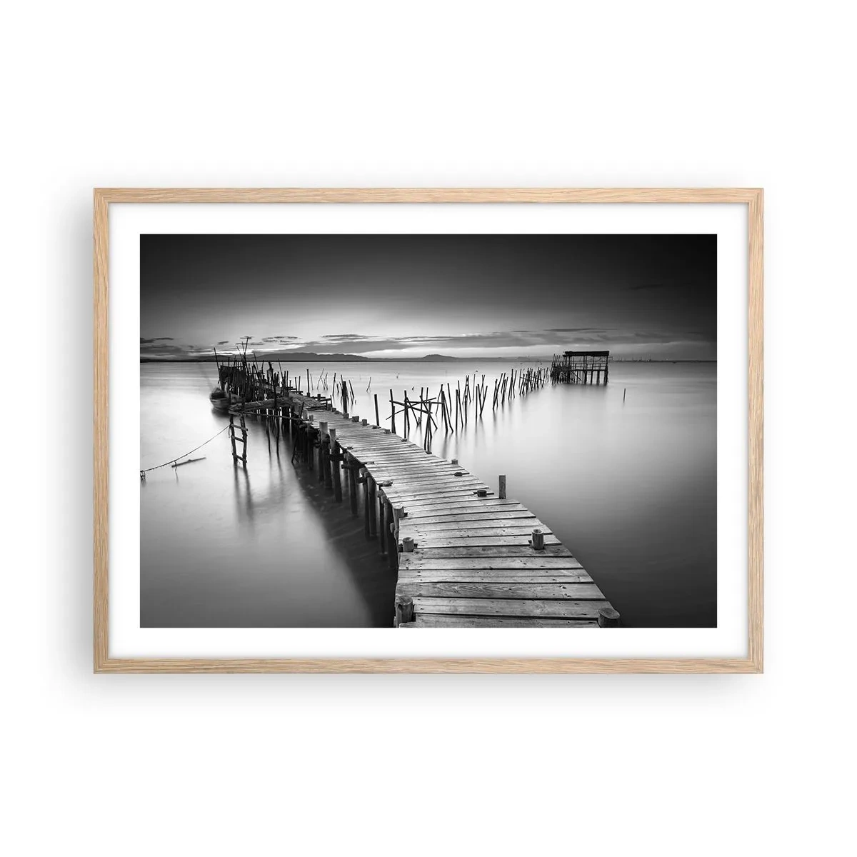 Póster en marco roble claro - La calma de una orilla olvidada - 70x50 cm