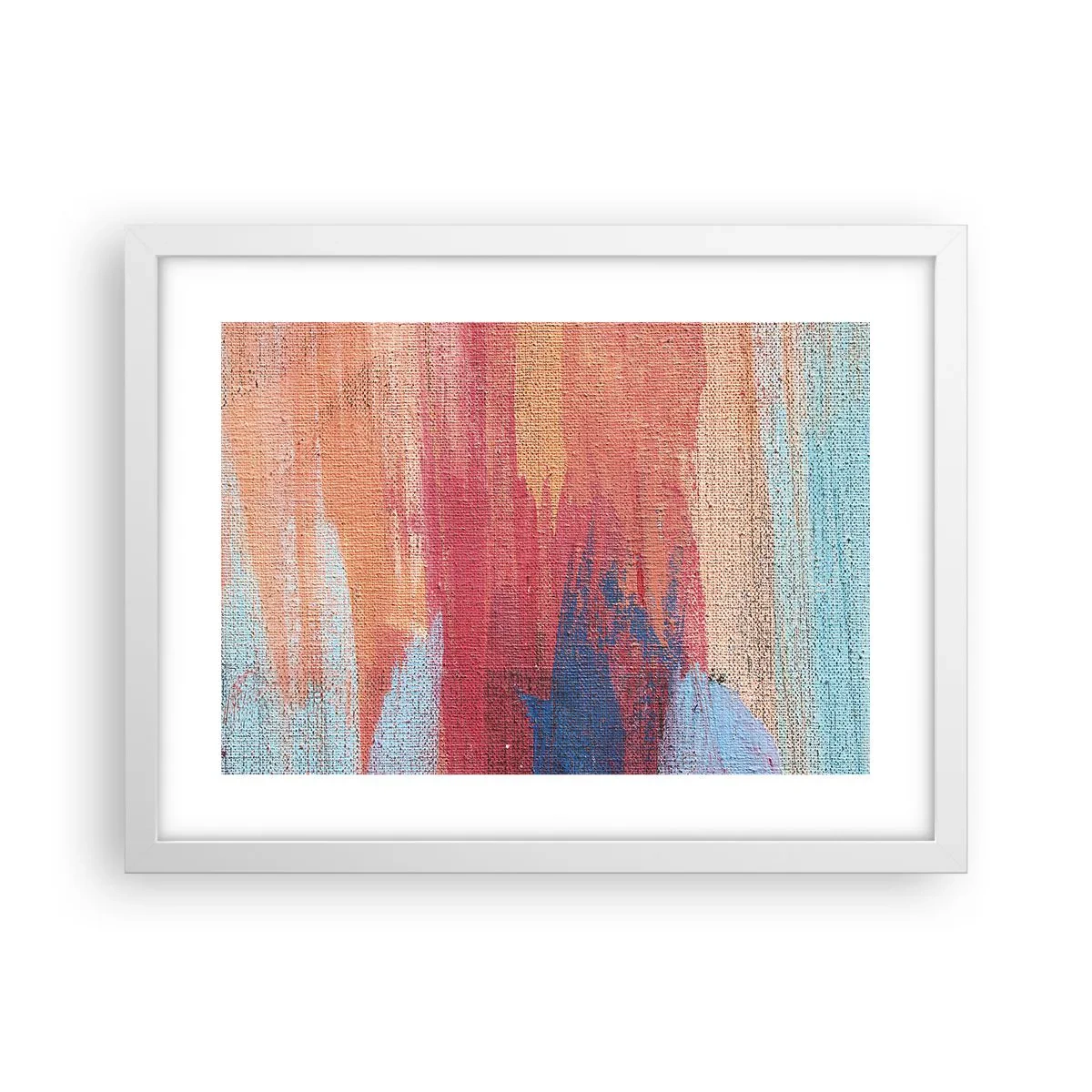Póster en marco blanco - Trazos de arco iris - 40x30 cm