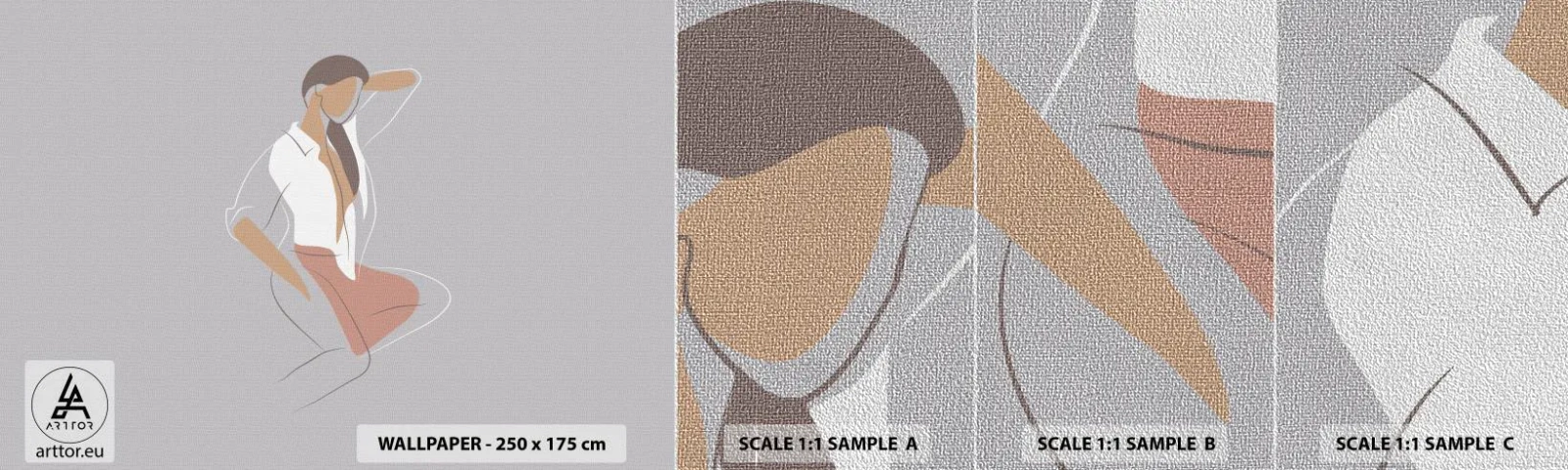 Muestra de fotomural Premium Sand - Un esbozo de encanto - Mujer, Gráficos, Modelo - 100x30 cm