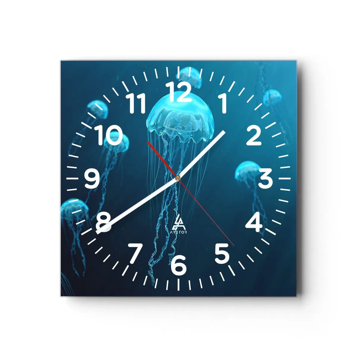 Reloj de pared - Reloj de vidrio - Danza oceánica - 40x40 cm