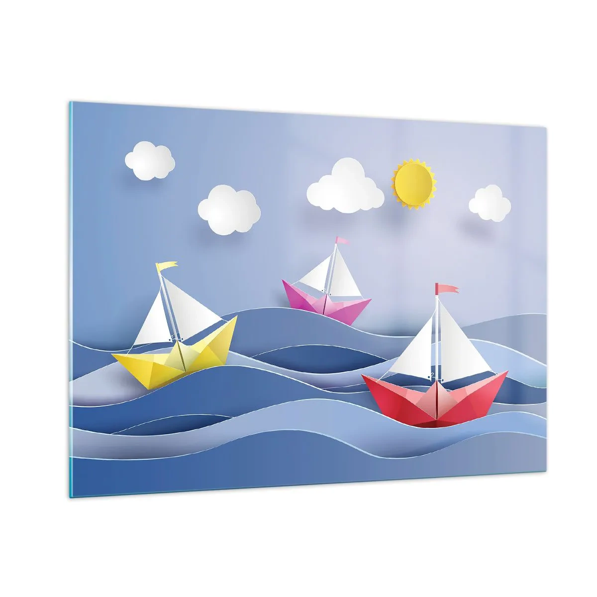 Cuadro sobre vidrio - Impresiones sobre Vidrio - Oh, qué bonito es mecerse en las olas. - 100x70cm - Oh, qué agradable es balancearse entre las olas - Decoración de pared moderna para salón y dormitorio ARTTOR