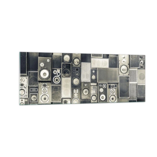 Cuadro sobre vidrio - Impresiones sobre Vidrio - Colección de altavoces de estilo retro - 140x50cm - Y todo fluye - Decoración de pared moderna para salón y dormitorio ARTTOR