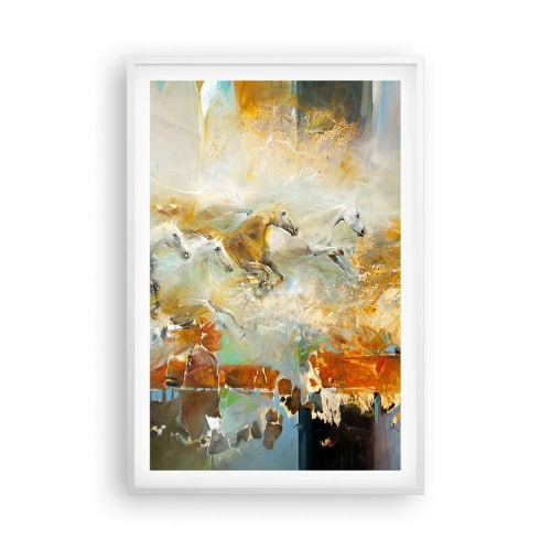 Póster en marco blanco - Galopando a través de la luz - 61x91 cm