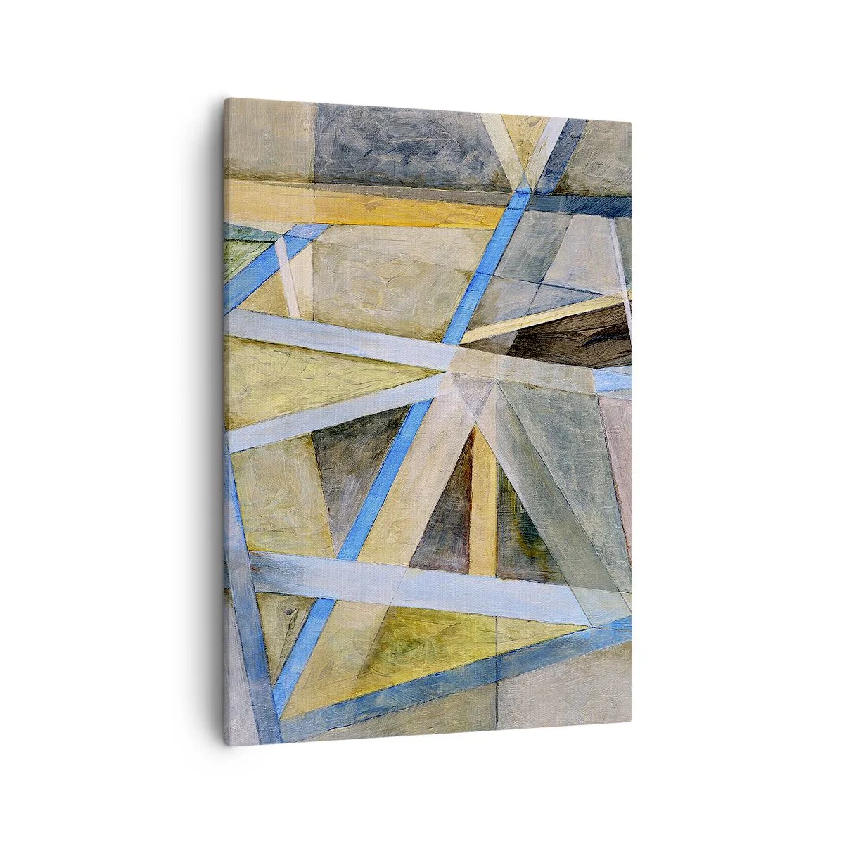 Cuadro sobre lienzo - Impresión de Imagen - Composición geométrica con líneas claras y azules. - 50x70cm - ¿Recto o inclinado? - Decoración de pared moderna para salón y dormitorio ARTTOR
