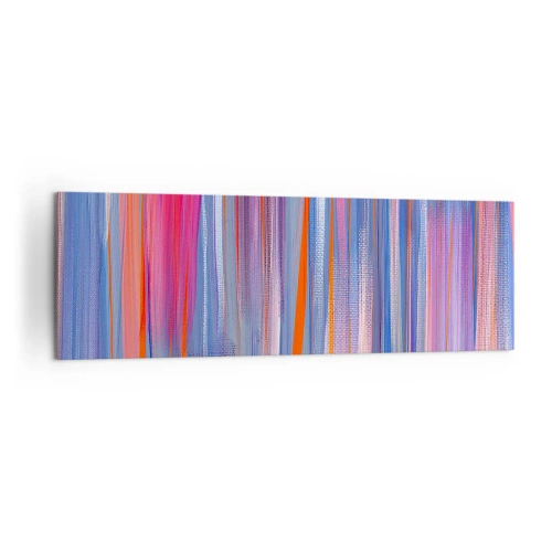 Cuadro sobre lienzo - Impresión de Imagen - Líneas verticales abstractas en tonos azul y rosa. - 160x50cm - Ascensión - Decoración de pared moderna para salón y dormitorio ARTTOR