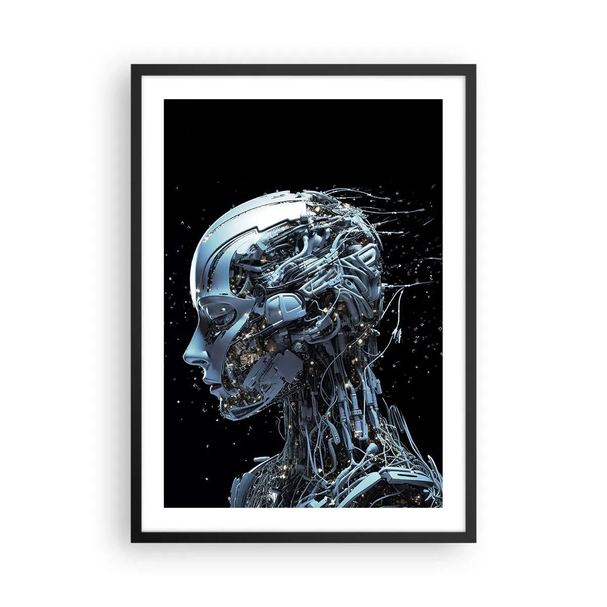Póster en marco negro - Figura cibernética de estilo futurista. - 50x70cm - La tecnología es una mujer - Decoración de pared moderna para salón y dormitorio ARTTOR