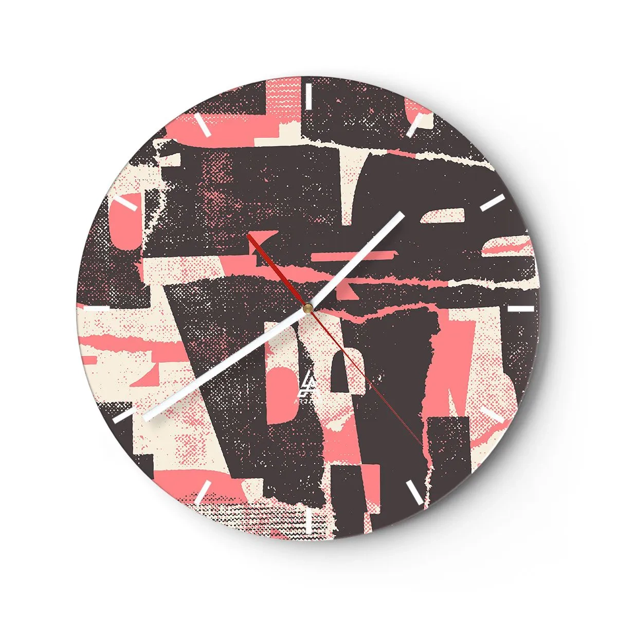 Reloj de pared - Reloj de vidrio - Abstracción geométrica en rosa, crema y marrón. - 30x30cm - Todo el ajetreo - Decoración de pared moderna para salón, cocina y dormitorio ARTTOR