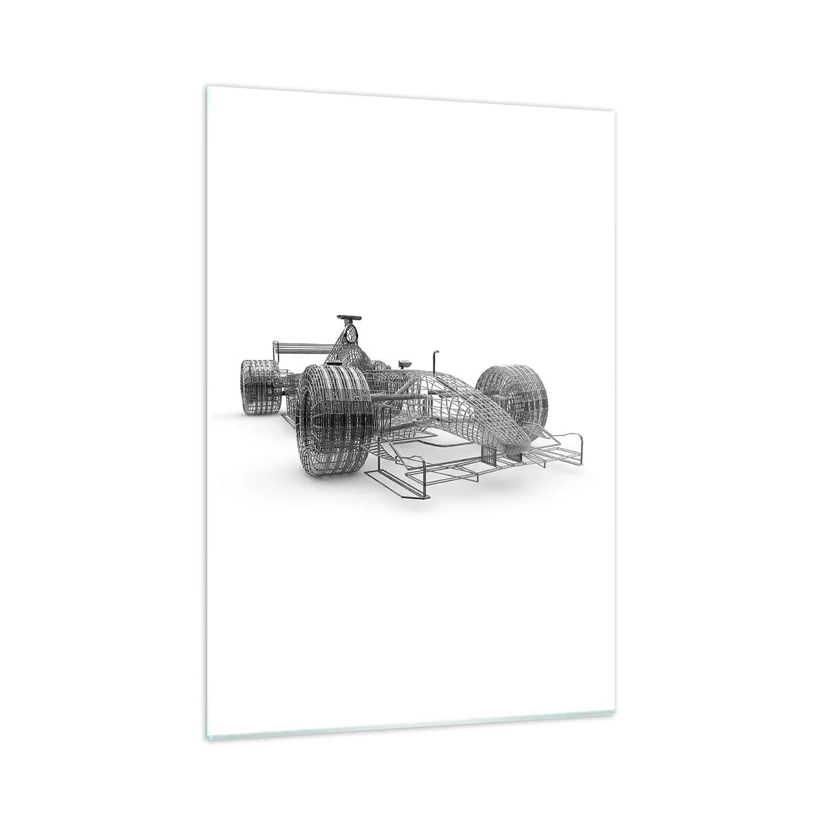 Cuadro sobre vidrio - Impresiones sobre Vidrio - Dibujo técnico en estilo 3D de un coche de carreras - 50x70cm - Construcción perfecta - el impulso - Decoración de pared moderna para salón y dormitorio ARTTOR