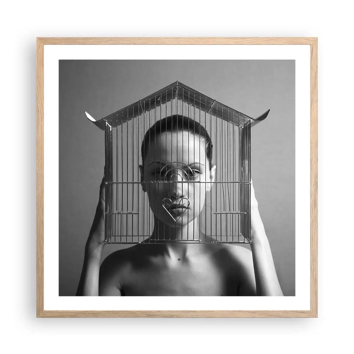 Póster en marco roble claro - Un retrato algo surrealista - 60x60 cm