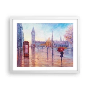 Póster en marco blanco - Un día de otoño en Londres - 50x40 cm