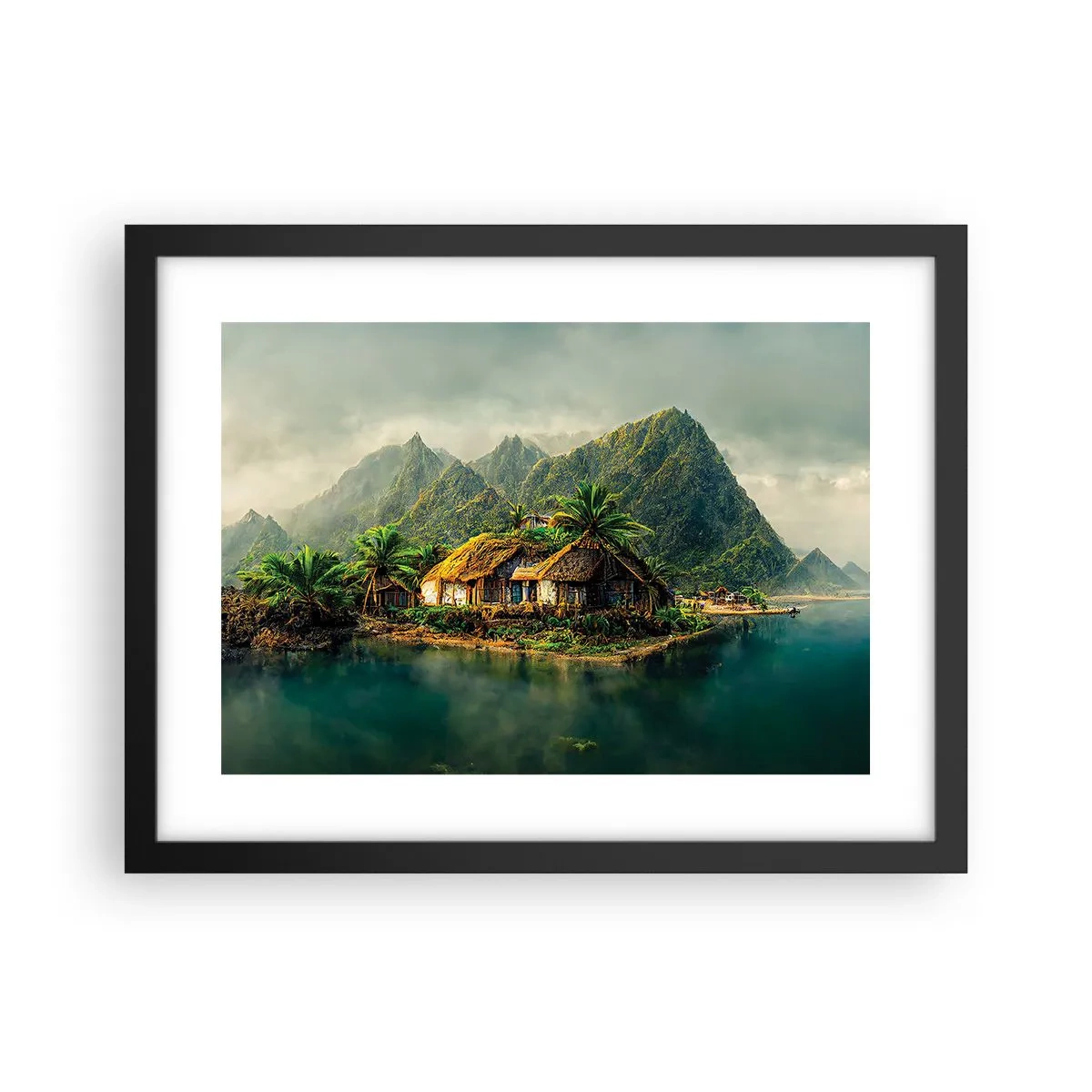 Póster en marco negro - Paraíso tropical - 40x30 cm