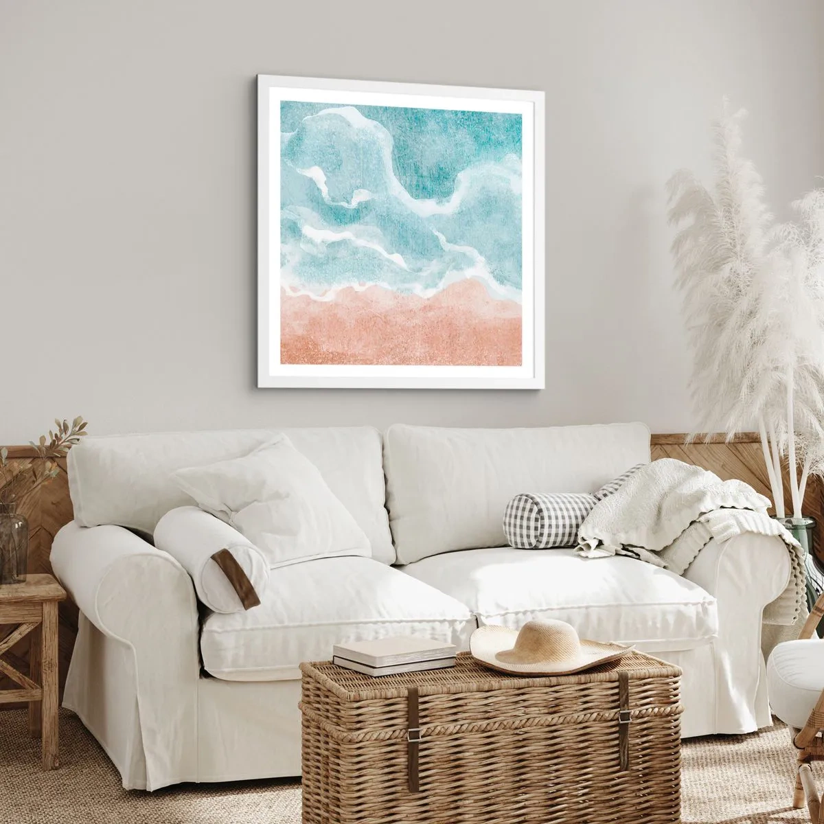 Póster en marco blanco - Abstracción de nubes - 40x40 cm
