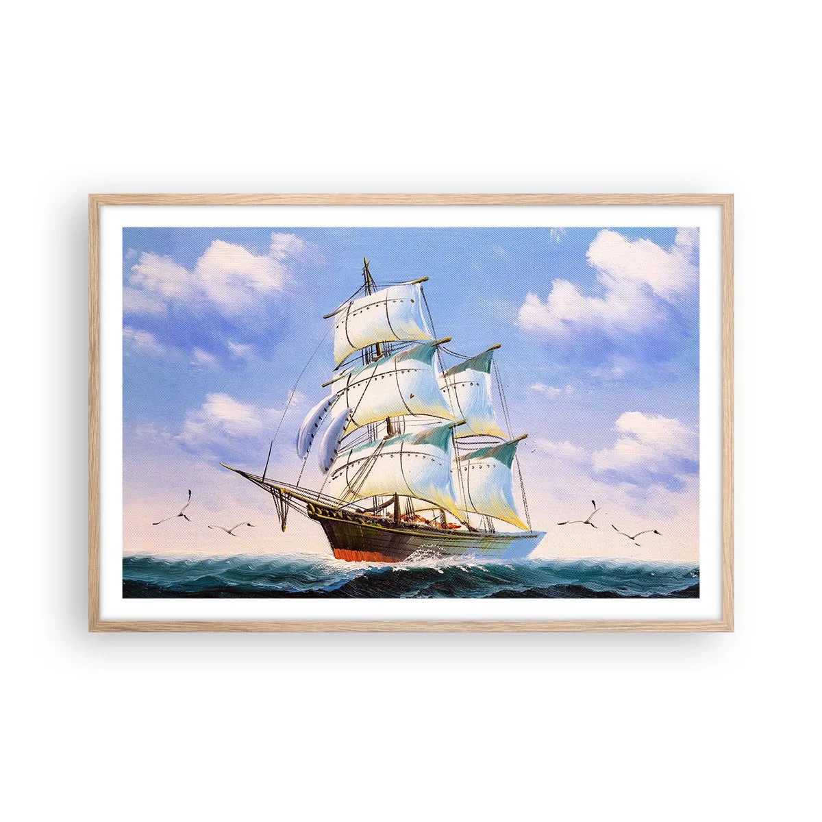 Póster en marco roble claro - Orgulloso con el viento - 91x61 cm
