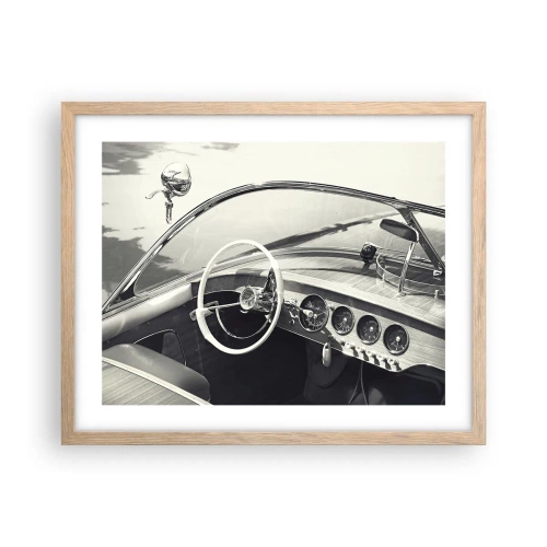 Póster en marco roble claro - Tiempo para los ricos - 50x40 cm