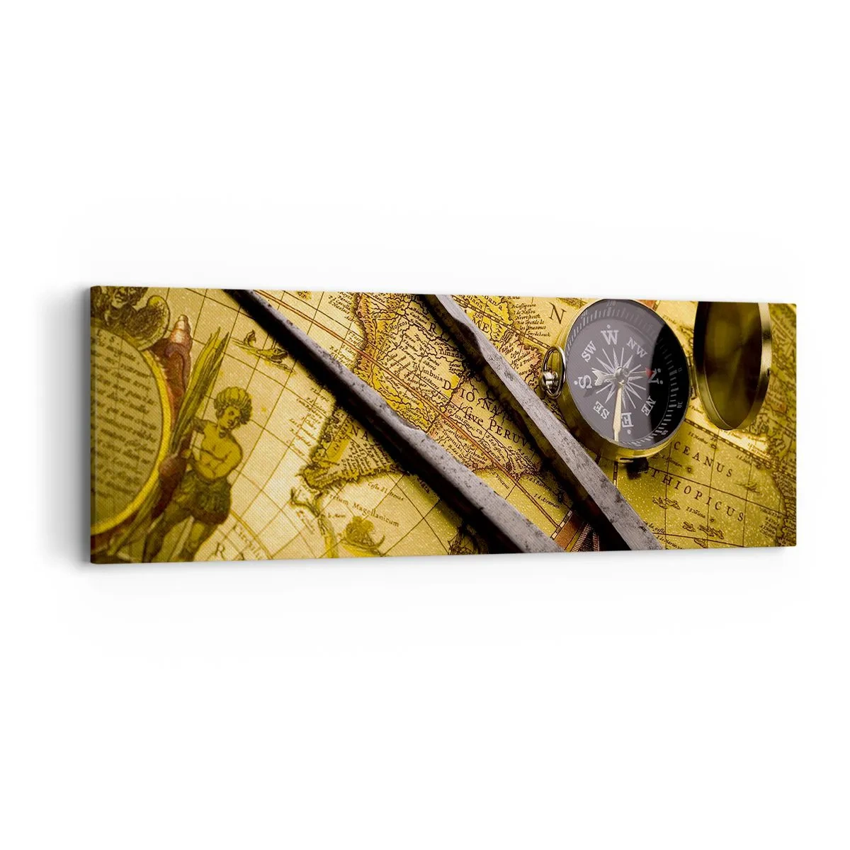 Cuadro sobre lienzo - Impresión de Imagen - ¿Dónde están los tesoros? - 90x30 cm