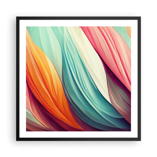 Póster en marco negro - Tejido arco iris - 60x60 cm