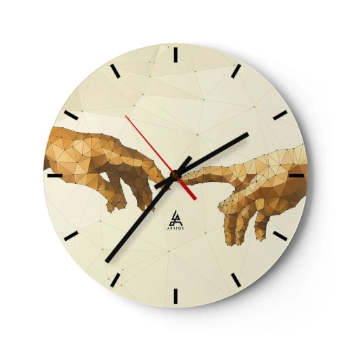 Reloj de pared - Reloj de vidrio - Dos manos en estilo geométrico con puntos de conexión. - 30x30cm - Geometría divina - Decoración de pared moderna para salón, cocina y dormitorio ARTTOR