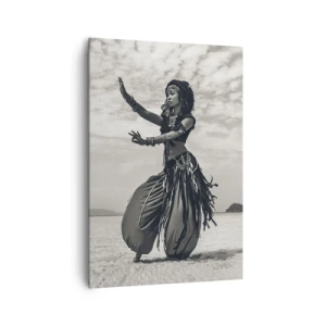 Cuadro sobre lienzo - Impresión de Imagen - Bailarina exótica con el desierto como telón de fondo - 70x100cm - Danza de las Islas del Sur - Decoración de pared moderna para salón y dormitorio ARTTOR
