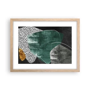 Póster en marco roble claro - Abstracción colorista con un copo de oro - 40x30 cm