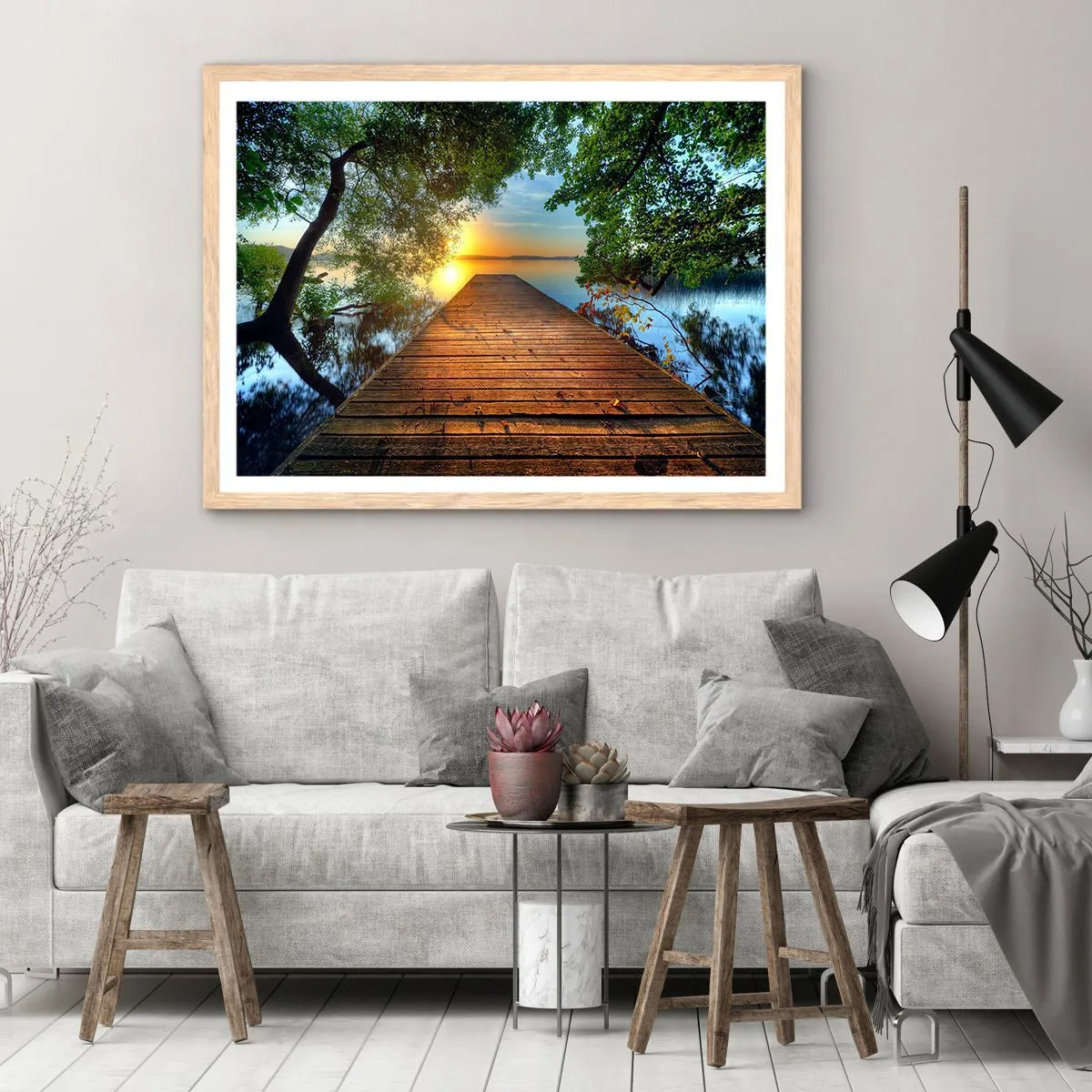 Póster en marco roble claro - Tómate tu tiempo, siéntate - 50x40 cm